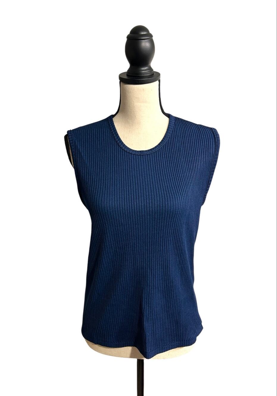 Vintage 1970s Sleeveless Ribbed Top, Size L